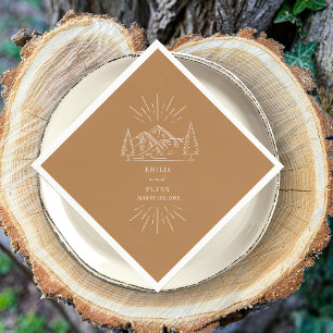 Serviette En Papier Montagnes Line Art Goldenrod Mariage