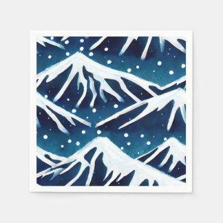 Serviette En Papier Montagnes Retro Snowy Blue