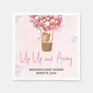 Serviette En Papier Montgolfière rose Baby Shower