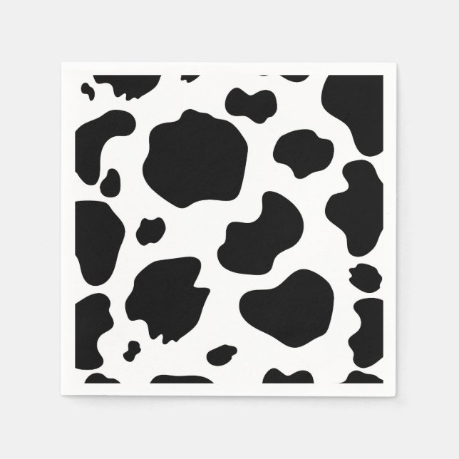 Serviette En Papier Moo Cow Spots Imprimer Black & White Anniversaire  (Devant)