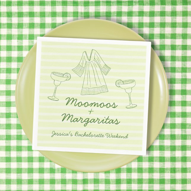 Serviette En Papier Moo Moos & Margaritas Bachelorette manuscrite (Moo Moos & Margaritas Handwritten Bachelorette Napkins)