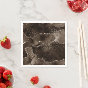 Serviette En Papier Moody Agate   Café Brown bronze doré Taupe