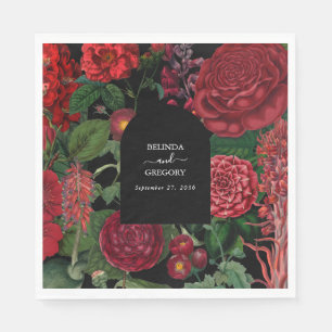 Serviette En Papier Moody Florals Arc Noir Bourgogne Rouge Mariage