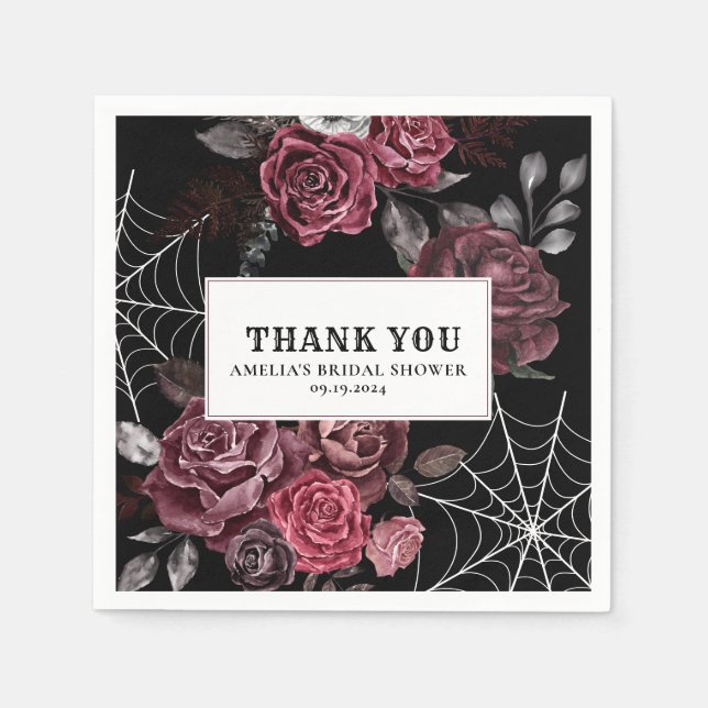 Serviette En Papier Moody foncé Gothique floral noir Fête des mariées (Devant)
