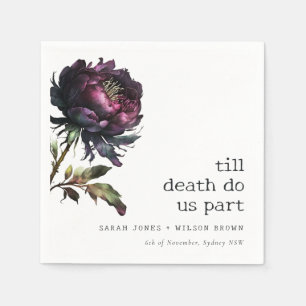 Serviette En Papier Moody Gothic violet foncé Mariage de pivoine noire
