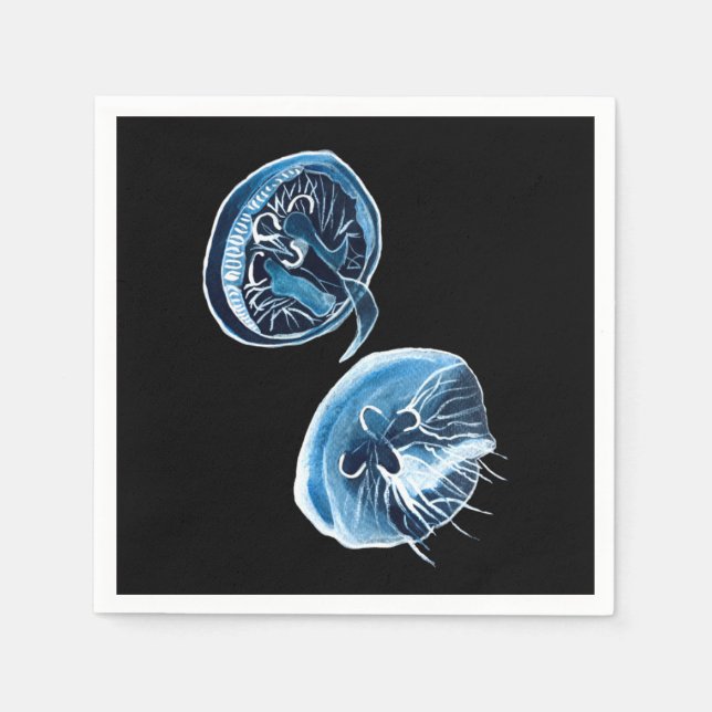 Serviette En Papier MoonJellyfish aquarelle art (Devant)