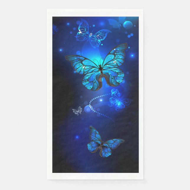 Serviette En Papier Morpho Butterfly in the Dark Background (Devant)