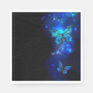 Serviette En Papier Morpho Butterfly in the Dark Background