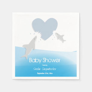 Serviette En Papier Morsures cardiaques et requins   Papier Baby showe