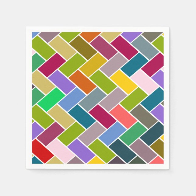 Serviette En Papier Mosaïque colorée Motif carrelée (Devant)