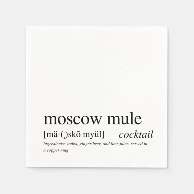 Serviette En Papier Moscou Mule Citation Moderne Typographie Noire Coc (Devant)