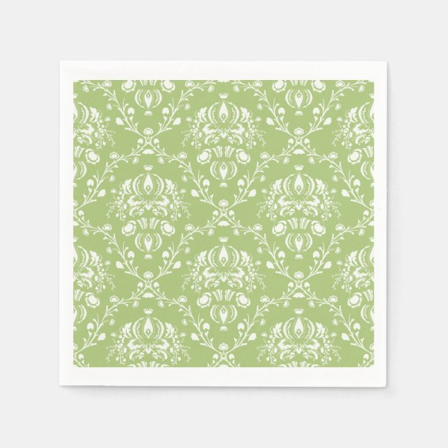 Serviette En Papier Moss Green Damask (Devant)