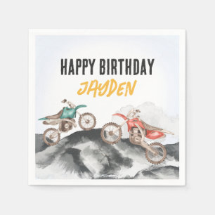 Serviette En Papier Moteur Dirt Vélo Fast Un 1er anniversaire fête