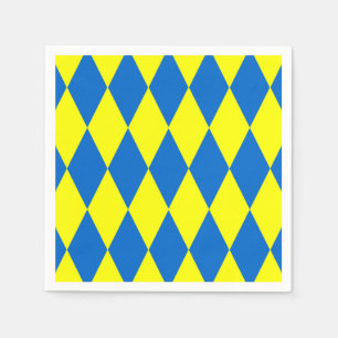 Serviette En Papier Motif à carreaux Harlequin bleu jaune 