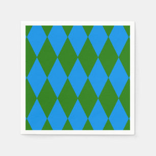 Serviette En Papier Motif à carreaux Harlequin bleu vert