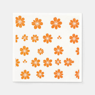 Serviette En Papier Motif à crayon floral orange sur Arrière - plan bl