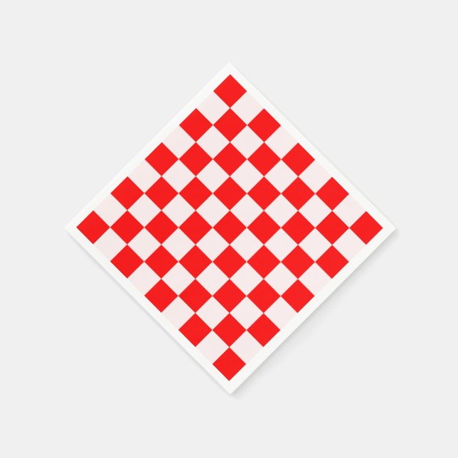 Serviette En Papier Motif À damiers rouge et blanc (Coin)