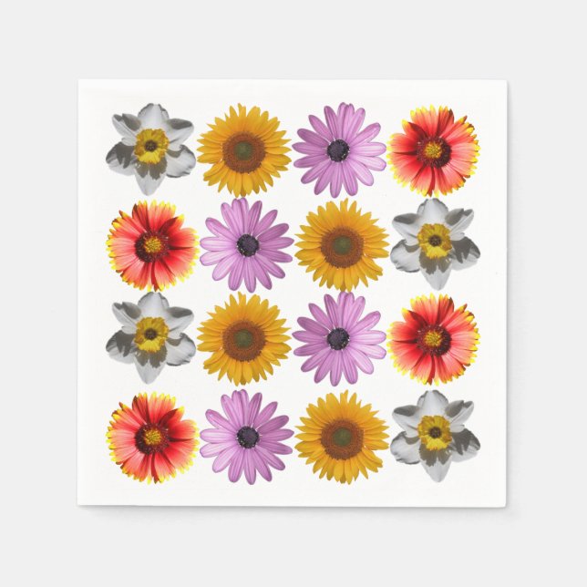 Serviette En Papier Motif à fleurs multicolores (Devant)