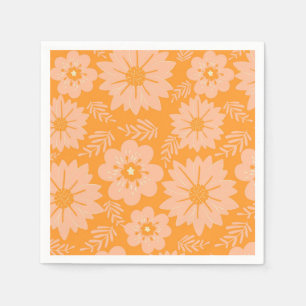 Serviette En Papier Motif à fleurs orange Fuzz Vintage rétro