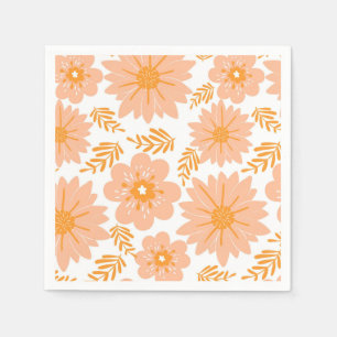 Serviette En Papier Motif à fleurs orange Fuzz Vintage rétro