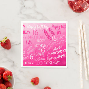 Serviette En Papier Motif à maille géométrique rose chaud, anniversair