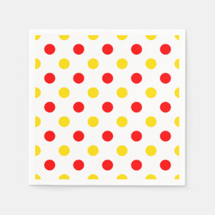Serviette En Papier Motif à pois blancs rouges jaunes 