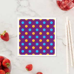 Serviette En Papier Motif à pois jaunes bleus violets 