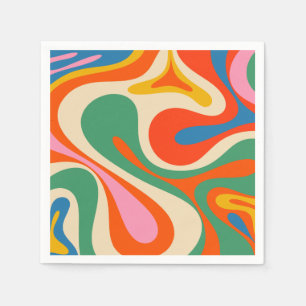 Serviette En Papier Motif Abstrait coloré Mod Swirl Retro Trippy