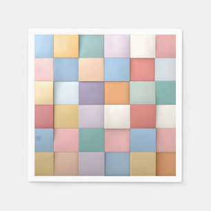 Serviette En Papier Motif Abstrait en carreaux Pastel