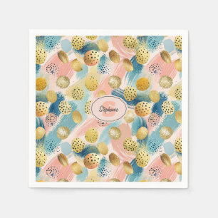 Serviette En Papier Motif Abstrait en forme de brosse et d'or