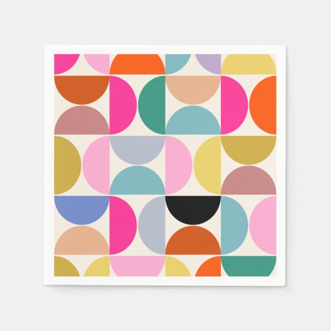 Serviette En Papier Motif Abstrait moderne et coloré du milieu du sièc (Devant)