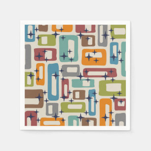 Serviette En Papier Motif Abstrait moderne rétro du milieu du siècle