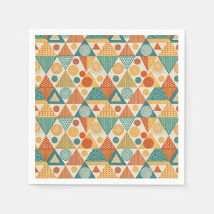 Serviette En Papier Motif Abstrait Rétro Géométrique Triangle & Cercle