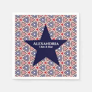 Serviette En Papier Motif américain Patriotic Red White Blue Star