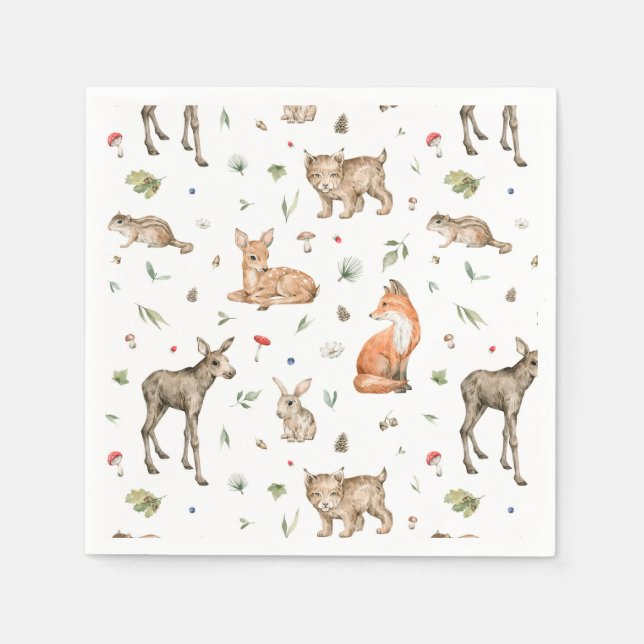 Serviette En Papier Motif animal de bois mou (Devant)