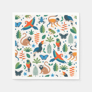 Serviette En Papier Motif animal de la forêt tropicale