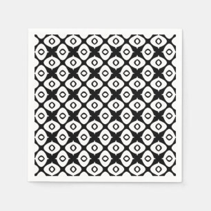 Serviette En Papier Motif arabesque symétrique noir et blanc gras