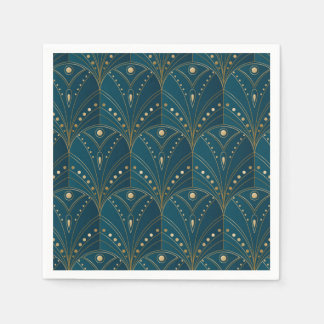 Serviette En Papier Motif Art Déco avec des formes géométriques dorées