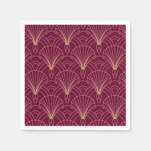 Serviette En Papier Motif Art Déco avec éventails géométriques dorés