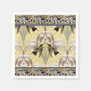 Serviette En Papier Motif Art Nouveau d'orchidée colibri vintage