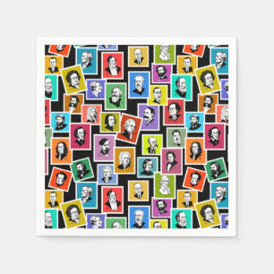 Serviette En Papier Motif avec portraits des plus grands compositeurs