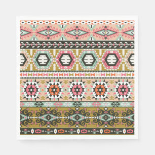 Serviette En Papier Motif Aztèque Tribal Coloré Boho géométrique