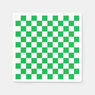 Serviette En Papier Motif blanc À damiers blanc vert