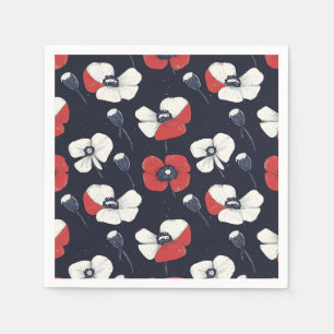 Serviette En Papier Motif blanc avec accents rouge et bleu