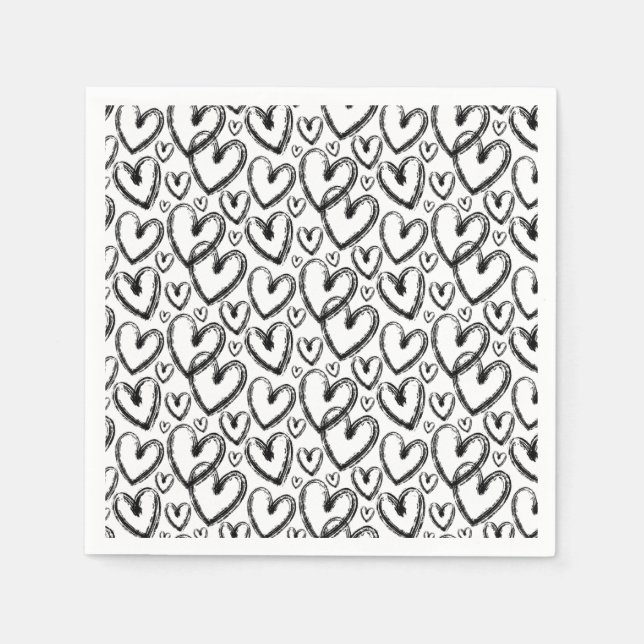Serviette En Papier Motif blanc noir de couleur moderne (Devant)