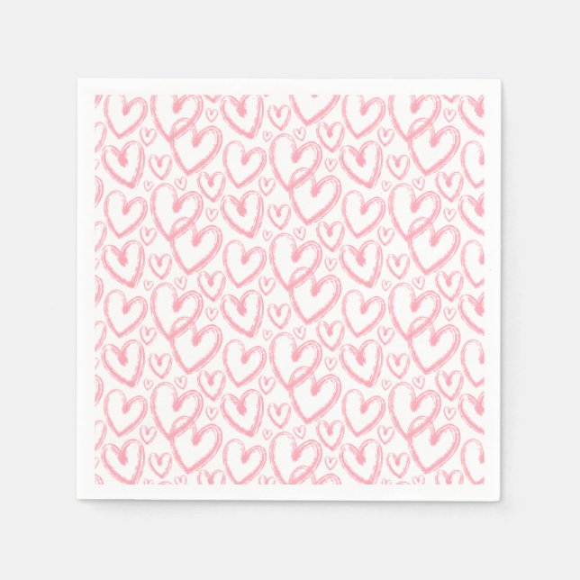 Serviette En Papier Motif blanc rose-coeur moderne (Devant)