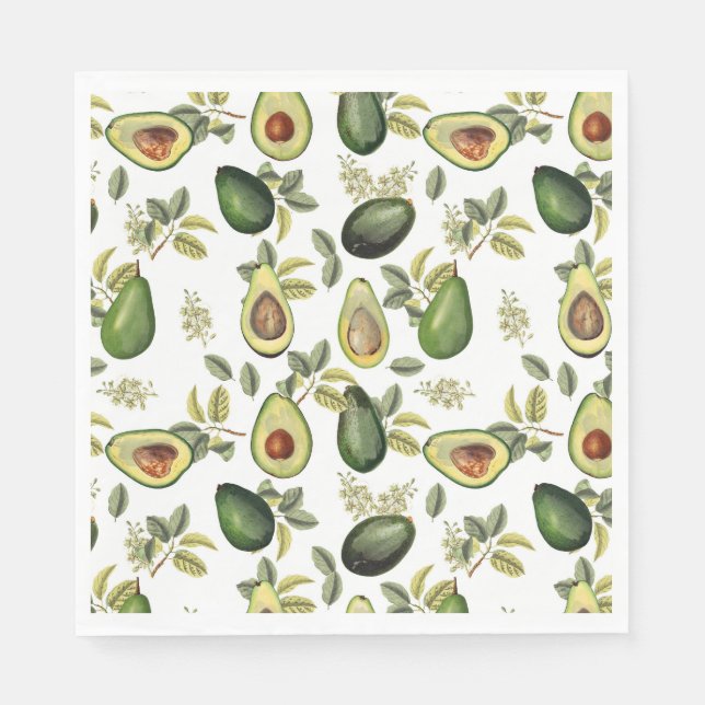 Serviette En Papier Motif botanique Aquarelle Avocado (Devant)
