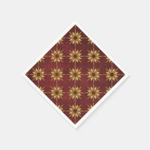 Serviette En Papier Motif Bourgogne avec Étoiles Dorées
