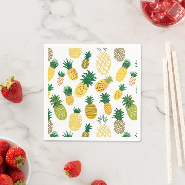 Serviette En Papier Motif branché à l'ananas (En situation)
