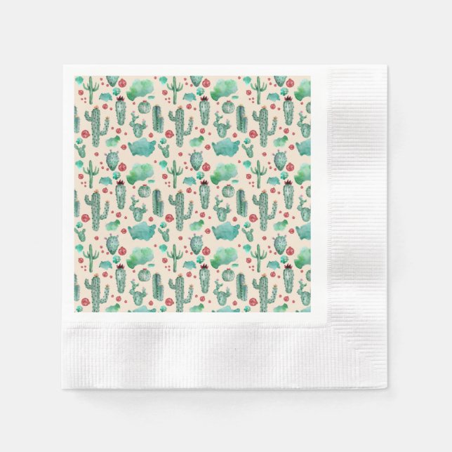 Serviette En Papier motif cactus et ladybug - arrière - plan beige (Devant)